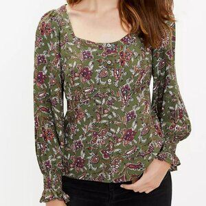 Loft Bouquet Square Neck Blouse Size Extra Small